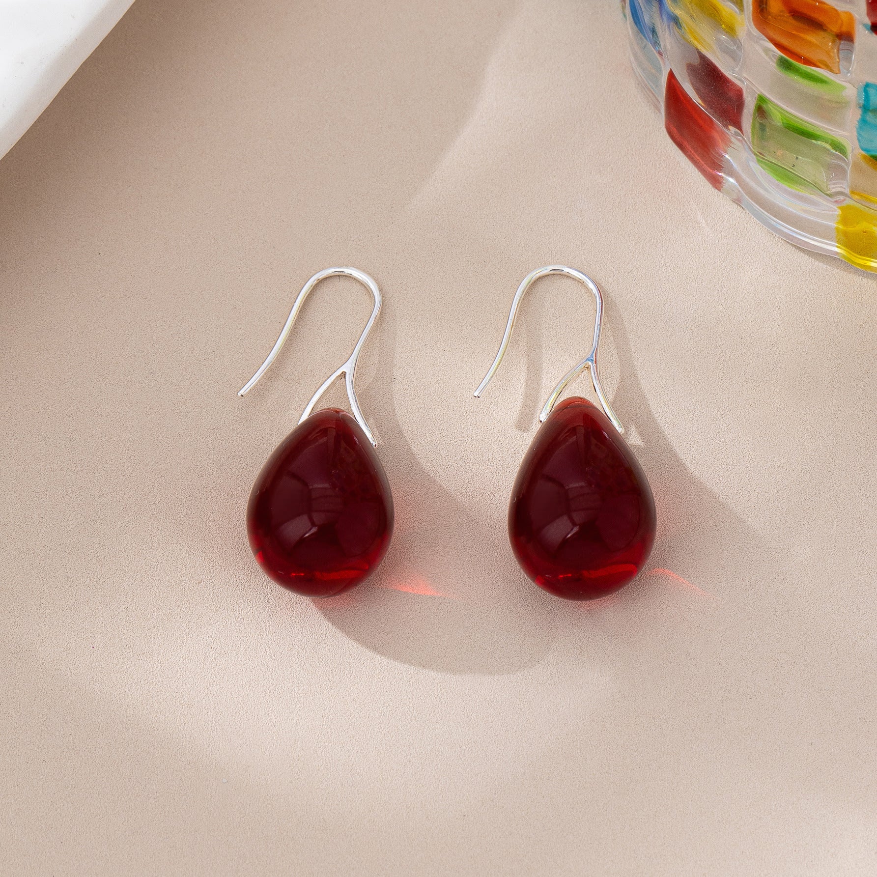 Christmas Water Droplets Drop Earrings For Unisex Featuring Red Zinc Alloy With Copper Studs