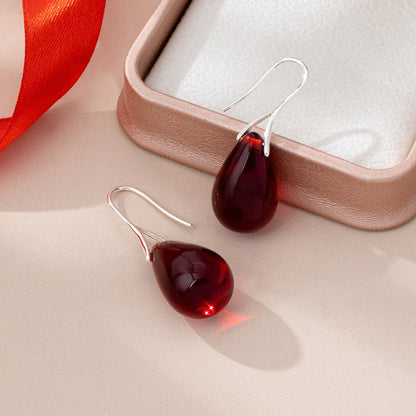 Christmas Water Droplets Drop Earrings For Unisex Featuring Red Zinc Alloy With Copper Studs