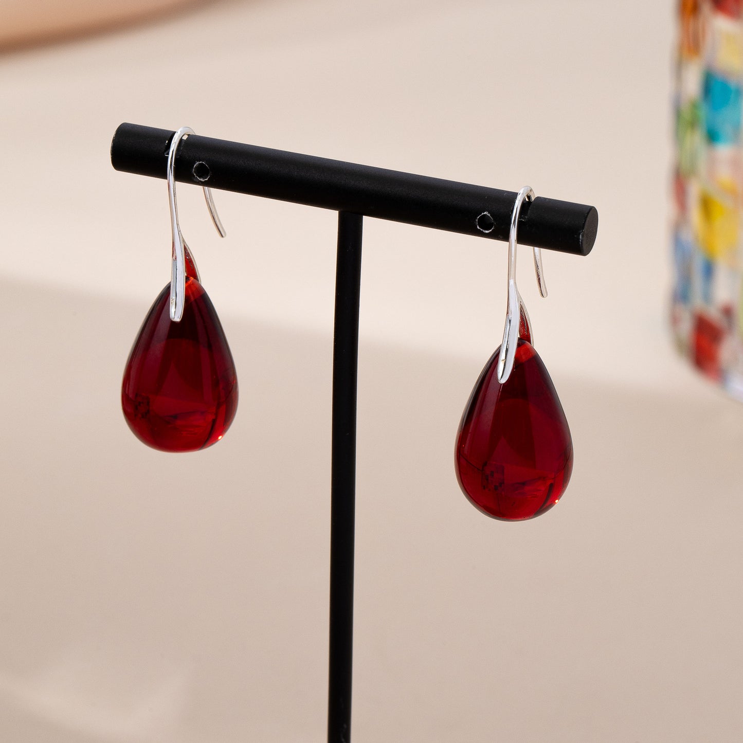 Christmas Water Droplets Drop Earrings For Unisex Featuring Red Zinc Alloy With Copper Studs