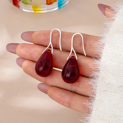 Christmas Water Droplets Drop Earrings For Unisex Featuring Red Zinc Alloy With Copper Studs