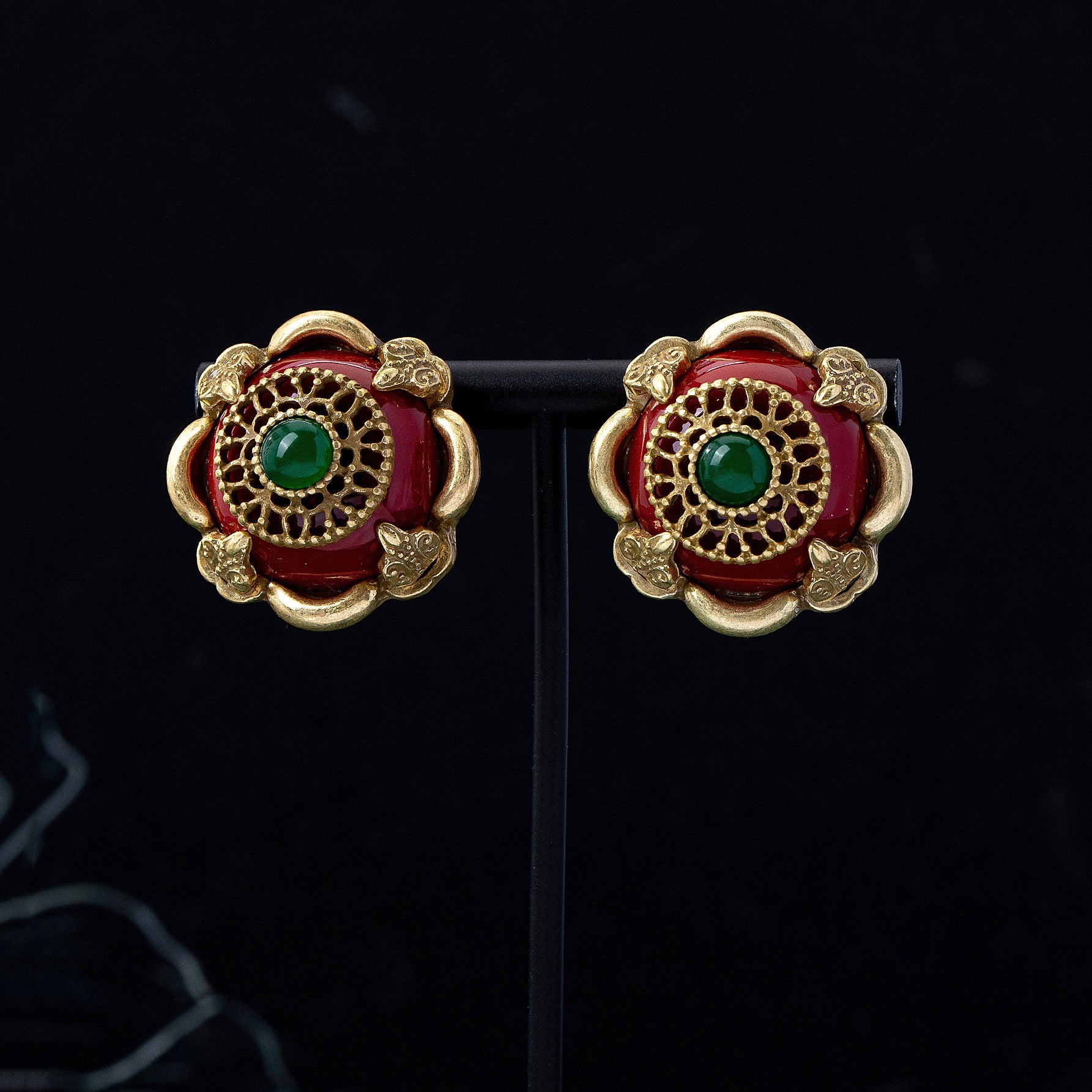 Quadrilateral Wine Red Enamel Stud Earrings For Women With 925 Sterling Silver Alloy Posts
