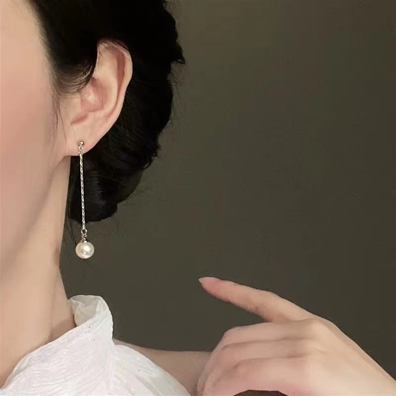 Women’s Tassel Stud Earrings Featuring Electroplated Silver Plated Copper With Artificial Pearl Inlay