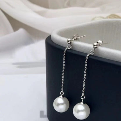 Women’s Tassel Stud Earrings Featuring Electroplated Silver Plated Copper With Artificial Pearl Inlay