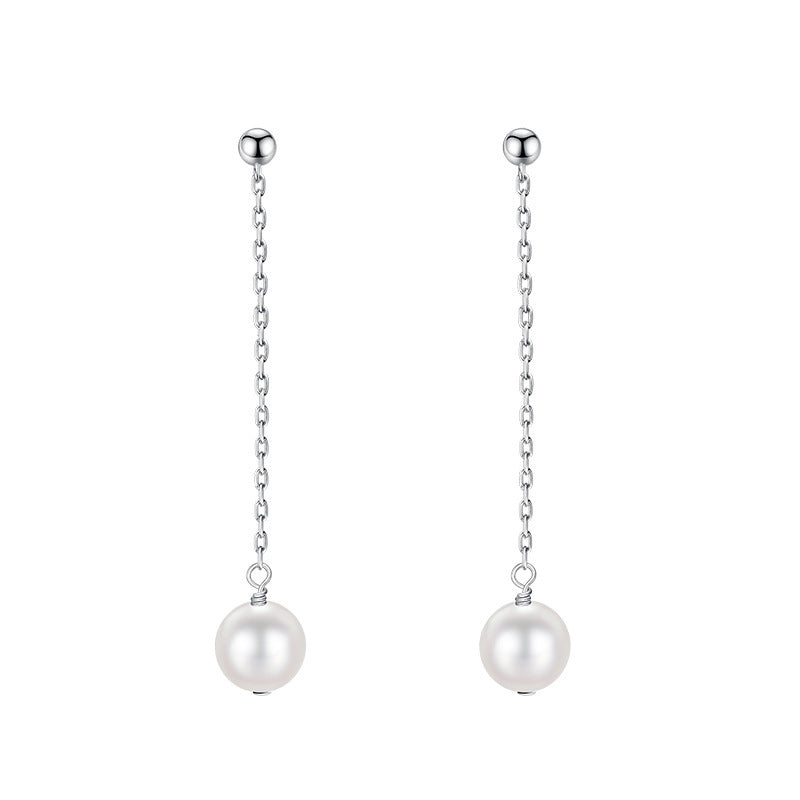 Women’s Tassel Stud Earrings Featuring Electroplated Silver Plated Copper With Artificial Pearl Inlay