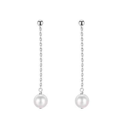 Women’s Tassel Stud Earrings Featuring Electroplated Silver Plated Copper With Artificial Pearl Inlay