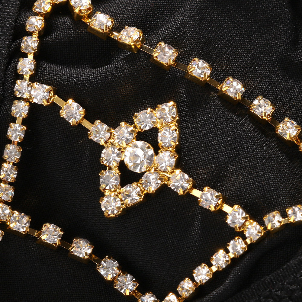 Devil's Eye Body Chain For Women In Silver Alloy With Electroplated Gold Plating And Rhinestone Inlay