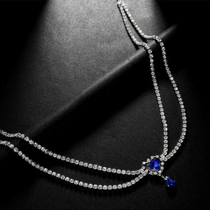 Elaborate Silver Alloy Waist Chain For Women With Heart Shape Pattern And Electroplated Finish, Inlaid With White Crystal