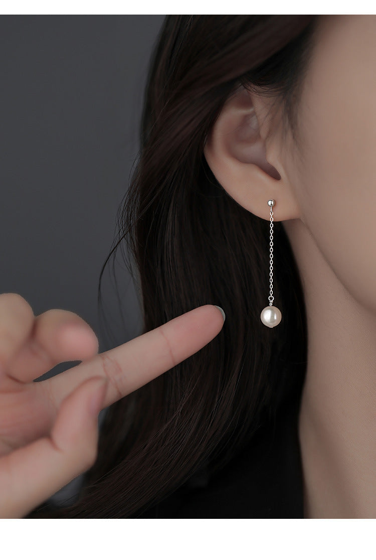 Women’s Tassel Stud Earrings Featuring Electroplated Silver Plated Copper With Artificial Pearl Inlay