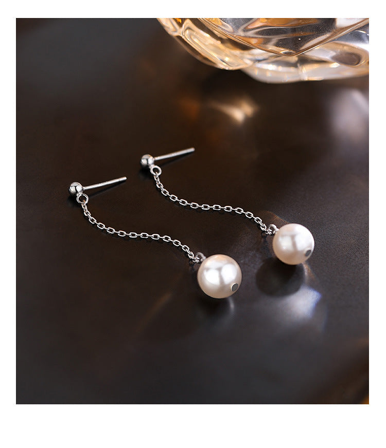 Women’s Tassel Stud Earrings Featuring Electroplated Silver Plated Copper With Artificial Pearl Inlay