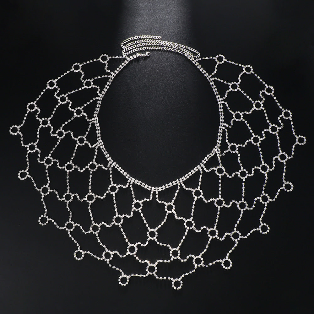 Gold Alloy Body Chain For Women With Round Rhinestone Inlay, Elegant Waist Accessory