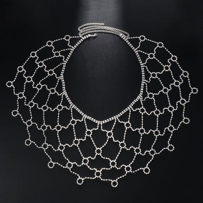 Gold Alloy Body Chain For Women With Round Rhinestone Inlay, Elegant Waist Accessory