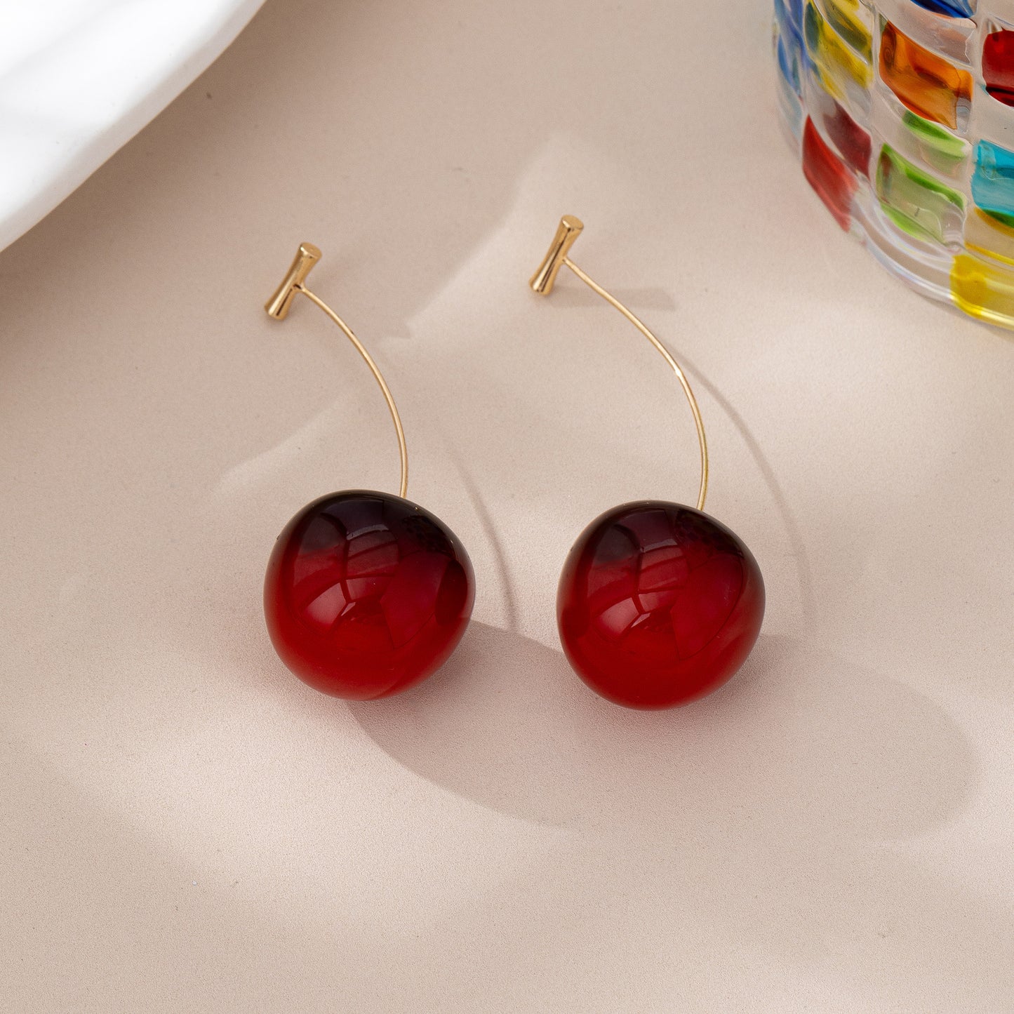 Cherry Red Earrings For Women With Zinc Alloy Posts, Stylish Clip Earrings