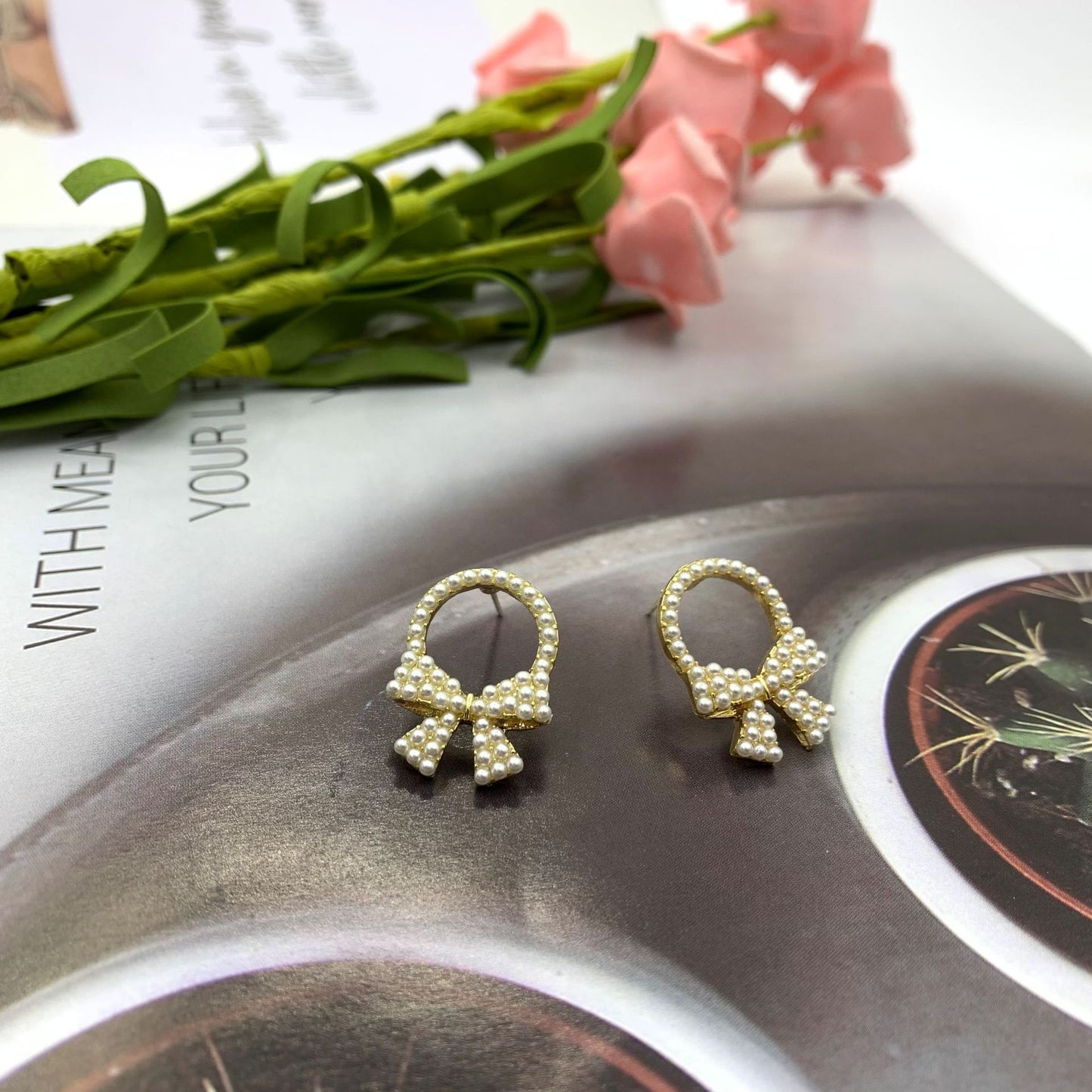 Silver Bow Tie Stud Earrings For Women In , Alloy With Artificial Gemstones