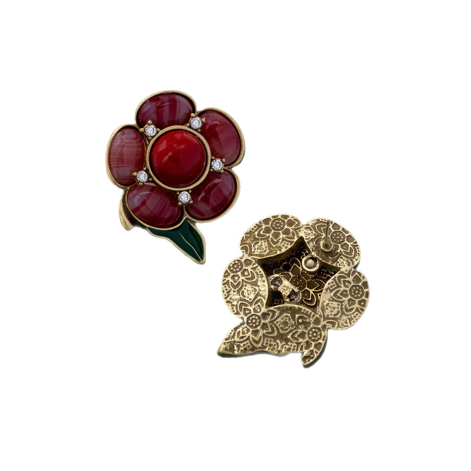 Natural Pink Flowers Stud Earrings For Unisex Featuring Electroplated Zinc Alloy With 925 Sterling Silver Ear Pins