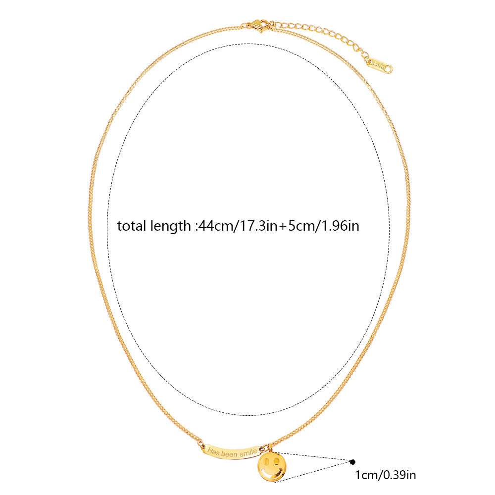 Novelty Smiley Face Necklace For Women In Gold With Titanium Steel Pendant And Cable Chain