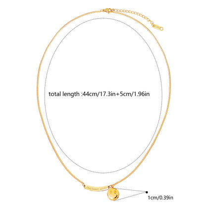 Novelty Smiley Face Necklace For Women In Gold With Titanium Steel Pendant And Cable Chain