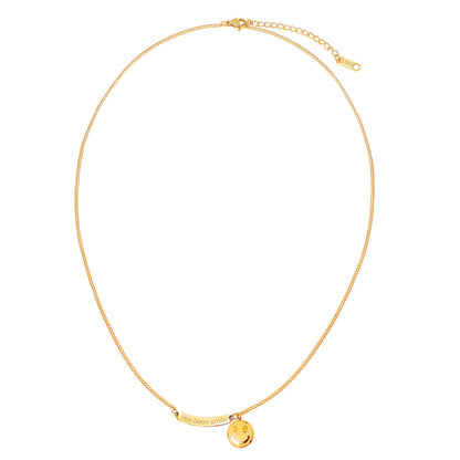 Novelty Smiley Face Necklace For Women In Gold With Titanium Steel Pendant And Cable Chain