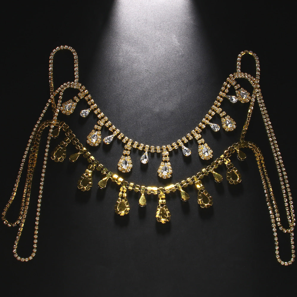 Simple Style Water Droplets Body Chain For Women In Electroplated Alloy With Artificial Gemstones
