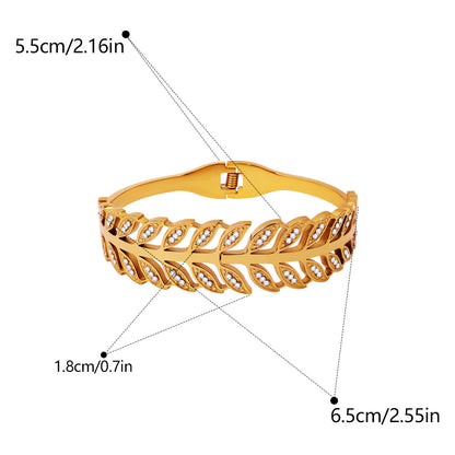 Exaggerated Stripe Bangle In Gold Titanium Steel With Electroplated Finish