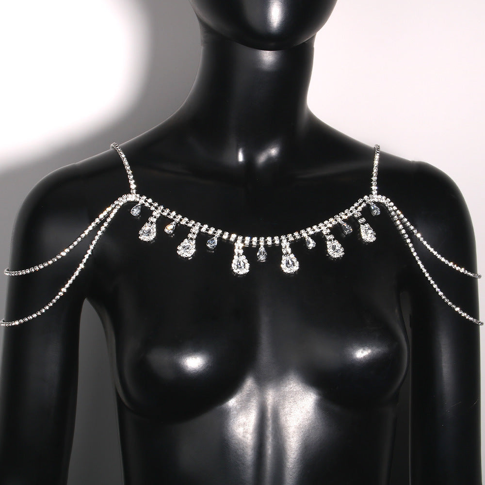 Simple Style Water Droplets Body Chain For Women In Electroplated Alloy With Artificial Gemstones