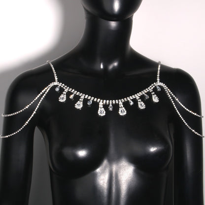Simple Style Water Droplets Body Chain For Women In Electroplated Alloy With Artificial Gemstones