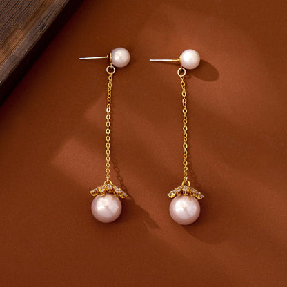 Sweet Snowflake Tassel Ear Line Earrings For Unisex In Silver Zinc Alloy With Zircon Inlay