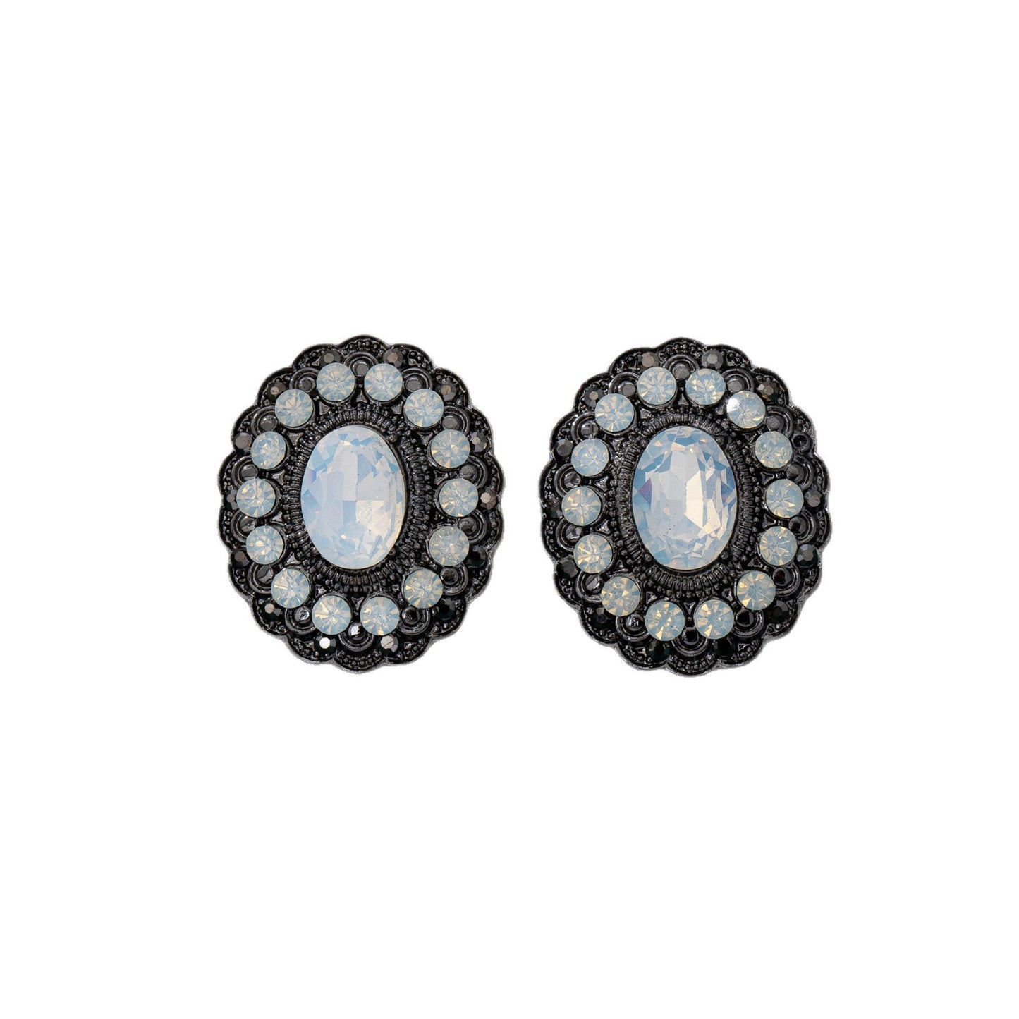 Water Droplets Stud Earrings For Unisex In Grey Zinc Alloy With 925 Sterling Silver Posts Featuring Retro Style