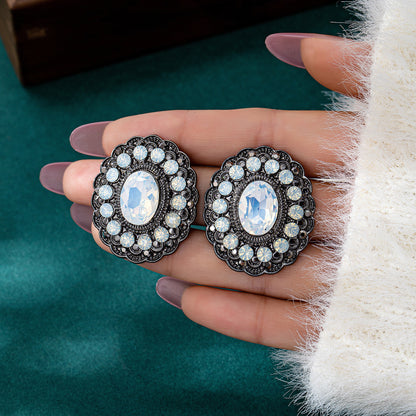 Water Droplets Stud Earrings For Unisex In Grey Zinc Alloy With 925 Sterling Silver Posts Featuring Retro Style