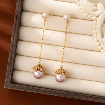 Sweet Snowflake Tassel Ear Line Earrings For Unisex In Silver Zinc Alloy With Zircon Inlay