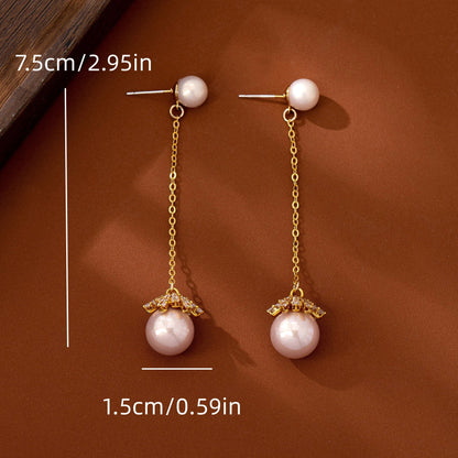 Sweet Snowflake Tassel Ear Line Earrings For Unisex In Silver Zinc Alloy With Zircon Inlay