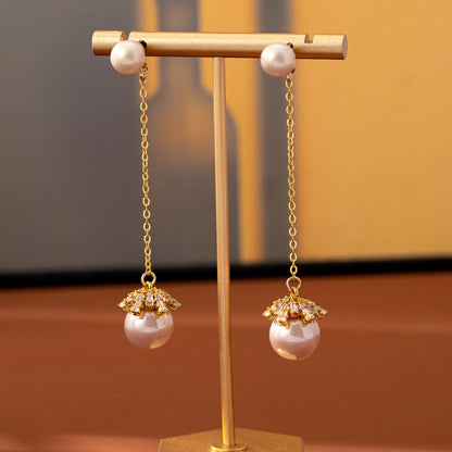 Sweet Snowflake Tassel Ear Line Earrings For Unisex In Silver Zinc Alloy With Zircon Inlay