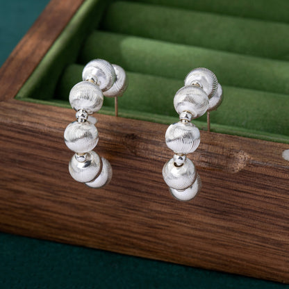 C Shape Stud Earrings In Zinc Alloy With 925 Sterling Silver Posts Featuring Brushed Finish, Silver, 1 Pair