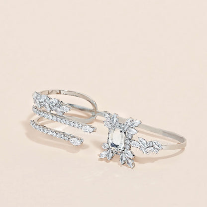 Silver Alloy Lines Bangle For Women With Electroplated Finish And Zircon Inlay