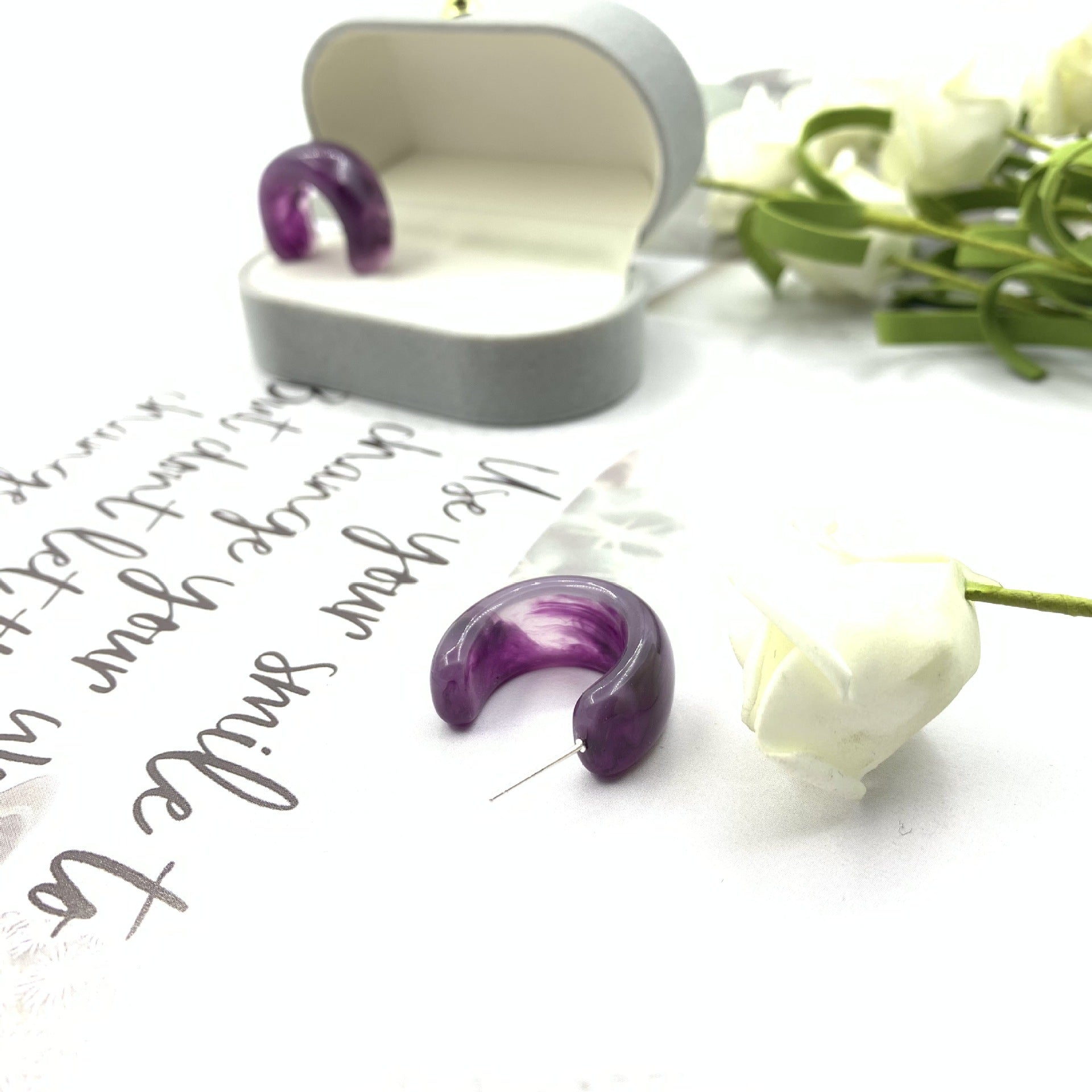 Retro Purple Grape Stud Earrings Featuring Acrylic Material And Inlay For Stylish Vintage Look