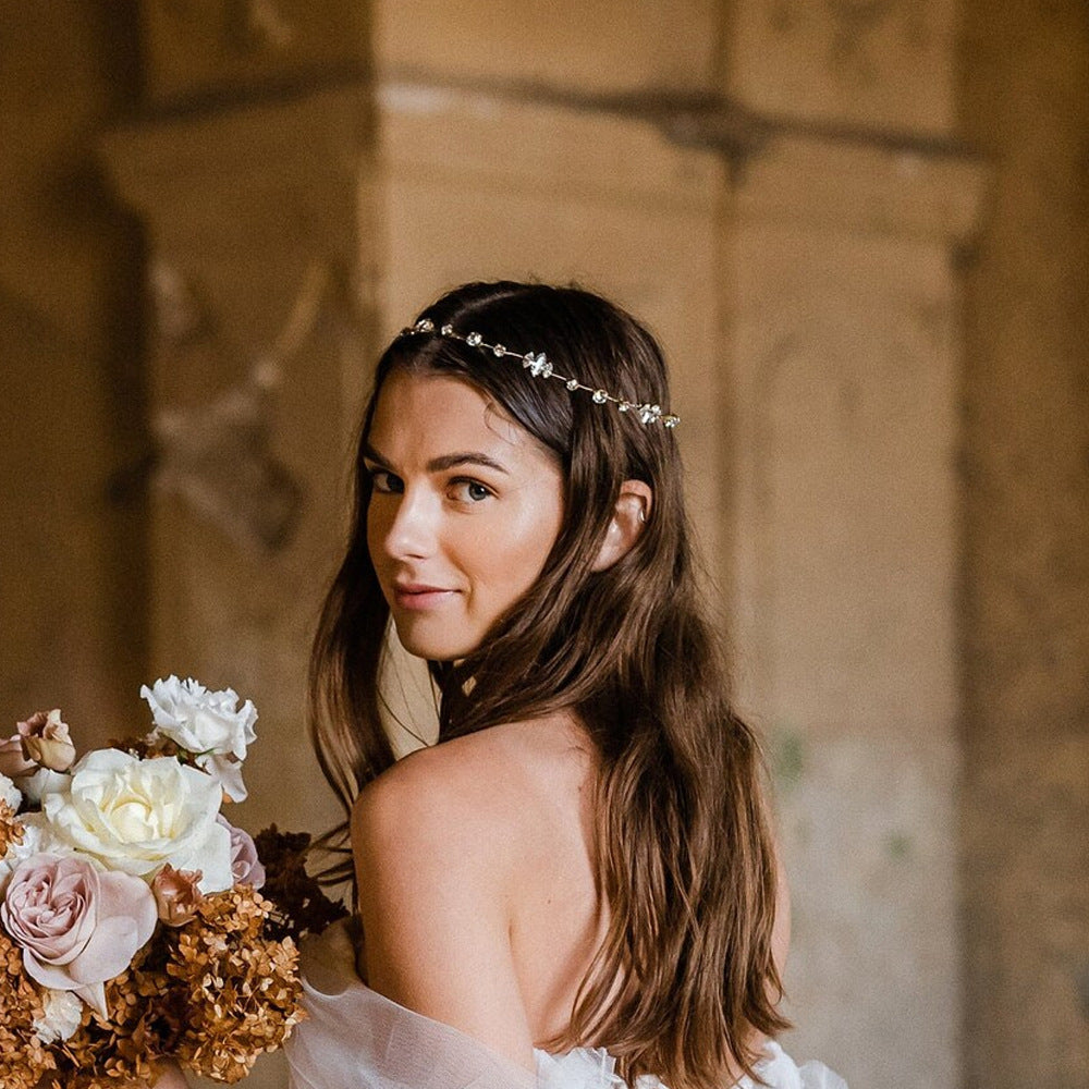 Bridal Water Droplets Hair Chain Insert Comb For Women Featuring Rhinestones, Perfect For Wedding Season