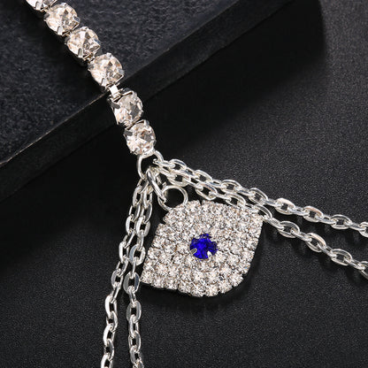 Women’s Gold Alloy Body Chain Featuring Devil's Eye Pattern With Electroplated Finish And White Crystal Inlay
