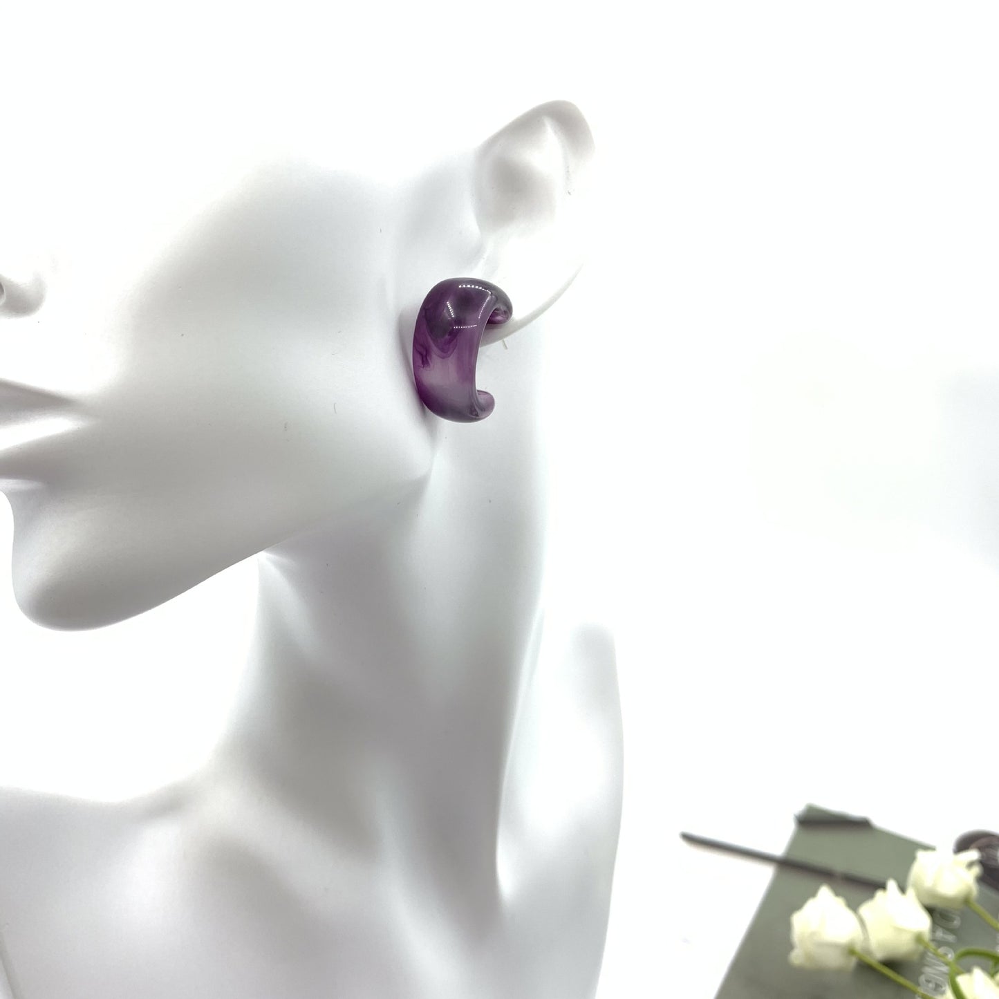 Retro Purple Grape Stud Earrings Featuring Acrylic Material And Inlay For Stylish Vintage Look