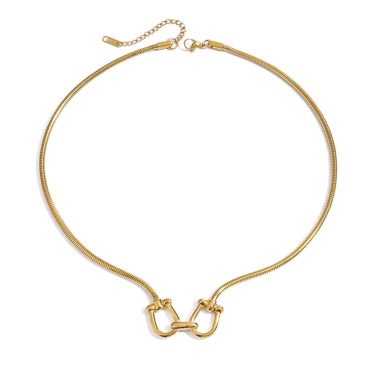 Hypoallergenic Gold Titanium Steel Box Chain Necklace For Women In Hip-Hop Style