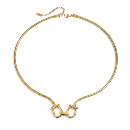 Hypoallergenic Gold Titanium Steel Box Chain Necklace For Women In Hip-Hop Style
