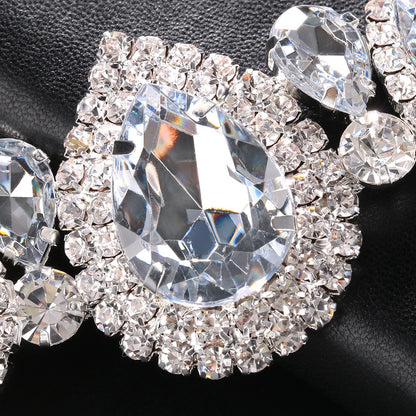 Exaggerated Water Droplets Necklace For Women In Silver Alloy With Rhinestone Pendant