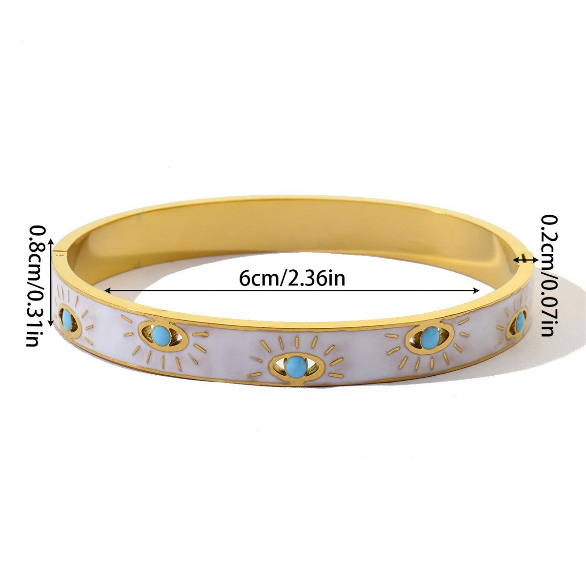 Novelty Eye Bangle For Women In Gold Titanium Steel With Electroplated Gold Plating