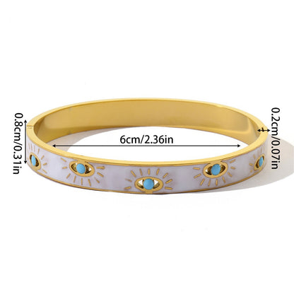 Novelty Eye Bangle For Women In Gold Titanium Steel With Electroplated Gold Plating