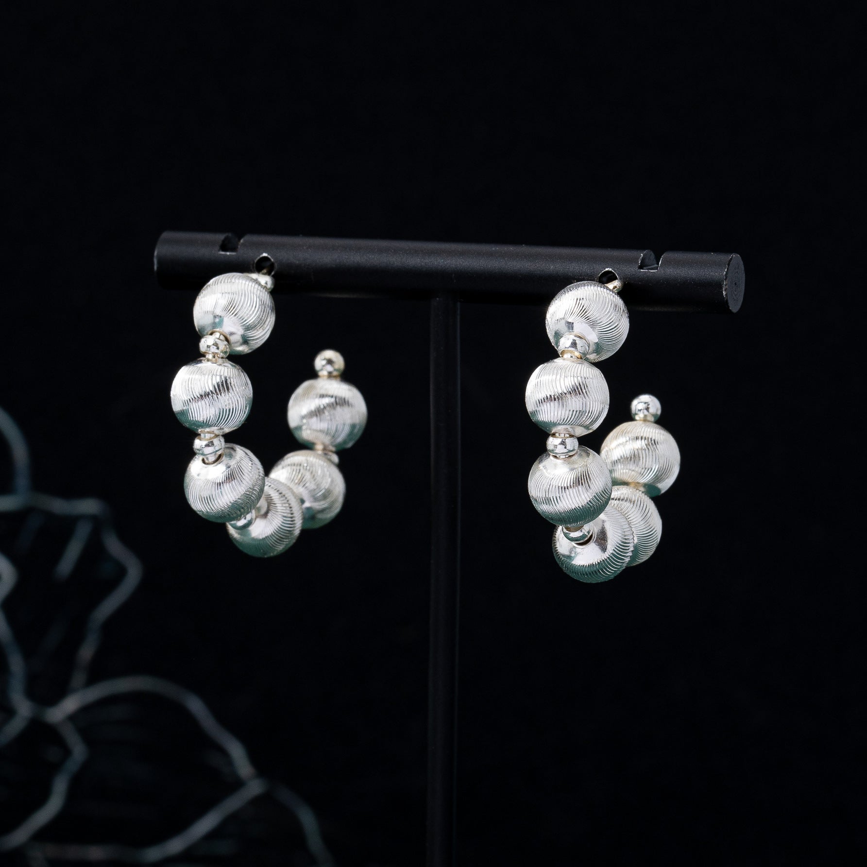 C Shape Stud Earrings In Zinc Alloy With 925 Sterling Silver Posts Featuring Brushed Finish, Silver, 1 Pair