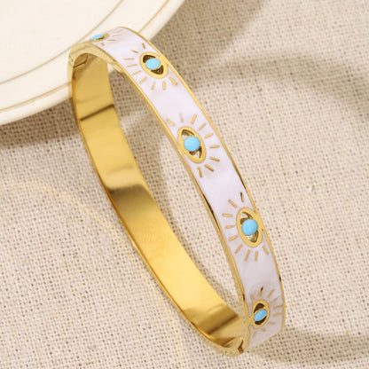 Novelty Eye Bangle For Women In Gold Titanium Steel With Electroplated Gold Plating