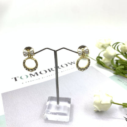 Butterfly Stud Earrings For Women In White Alloy With Rhinestones Featuring 925 Sterling Silver Posts