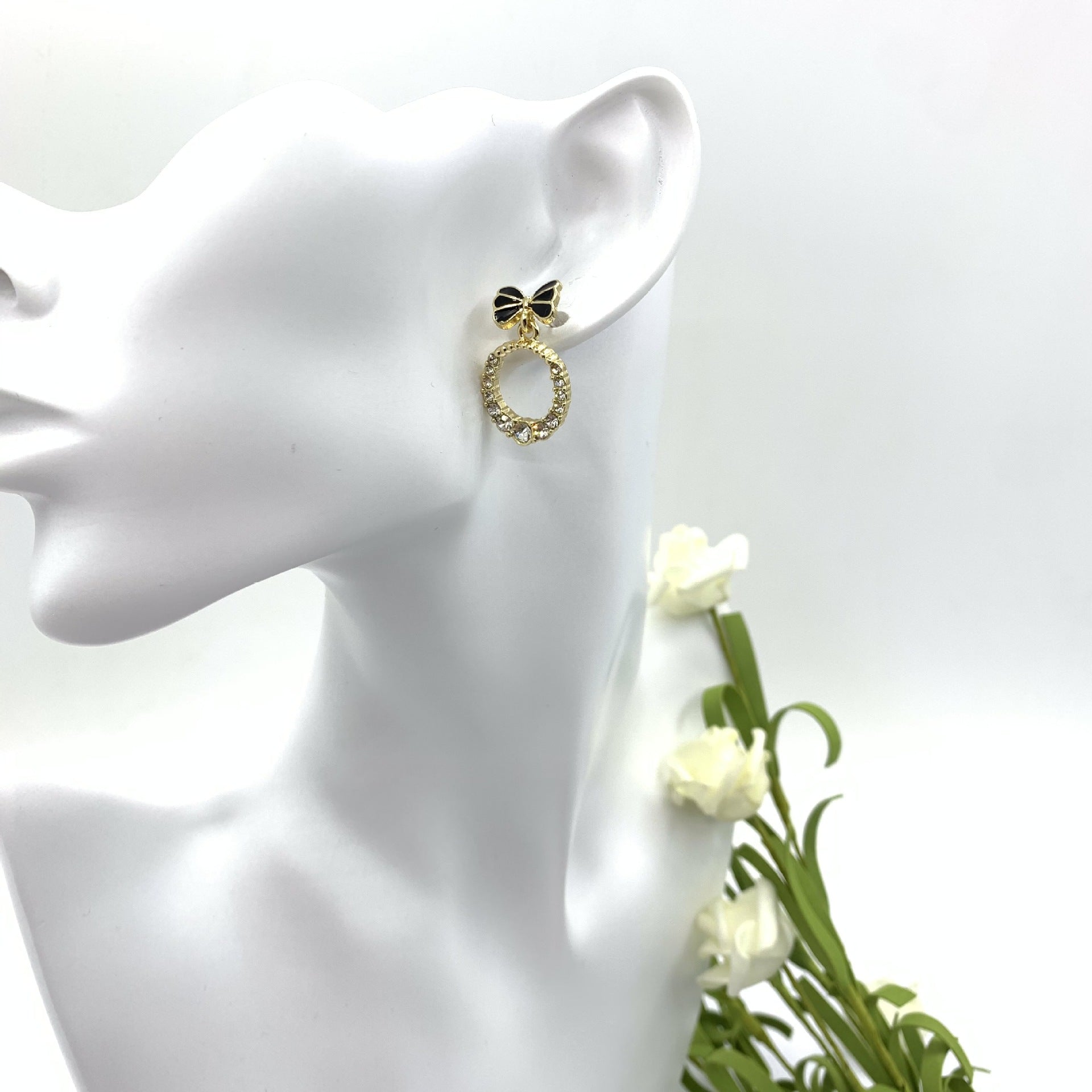 Butterfly Stud Earrings For Women In White Alloy With Rhinestones Featuring 925 Sterling Silver Posts