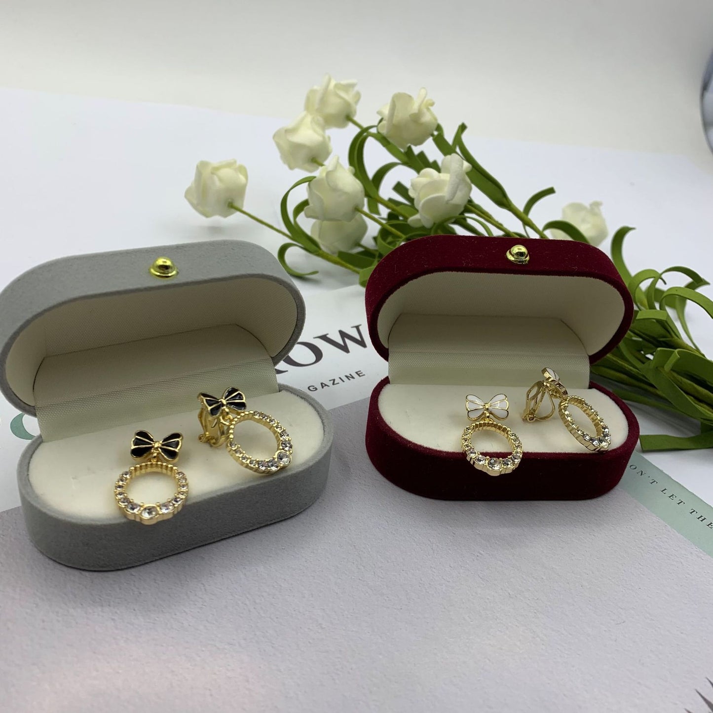 Butterfly Stud Earrings For Women In White Alloy With Rhinestones Featuring 925 Sterling Silver Posts