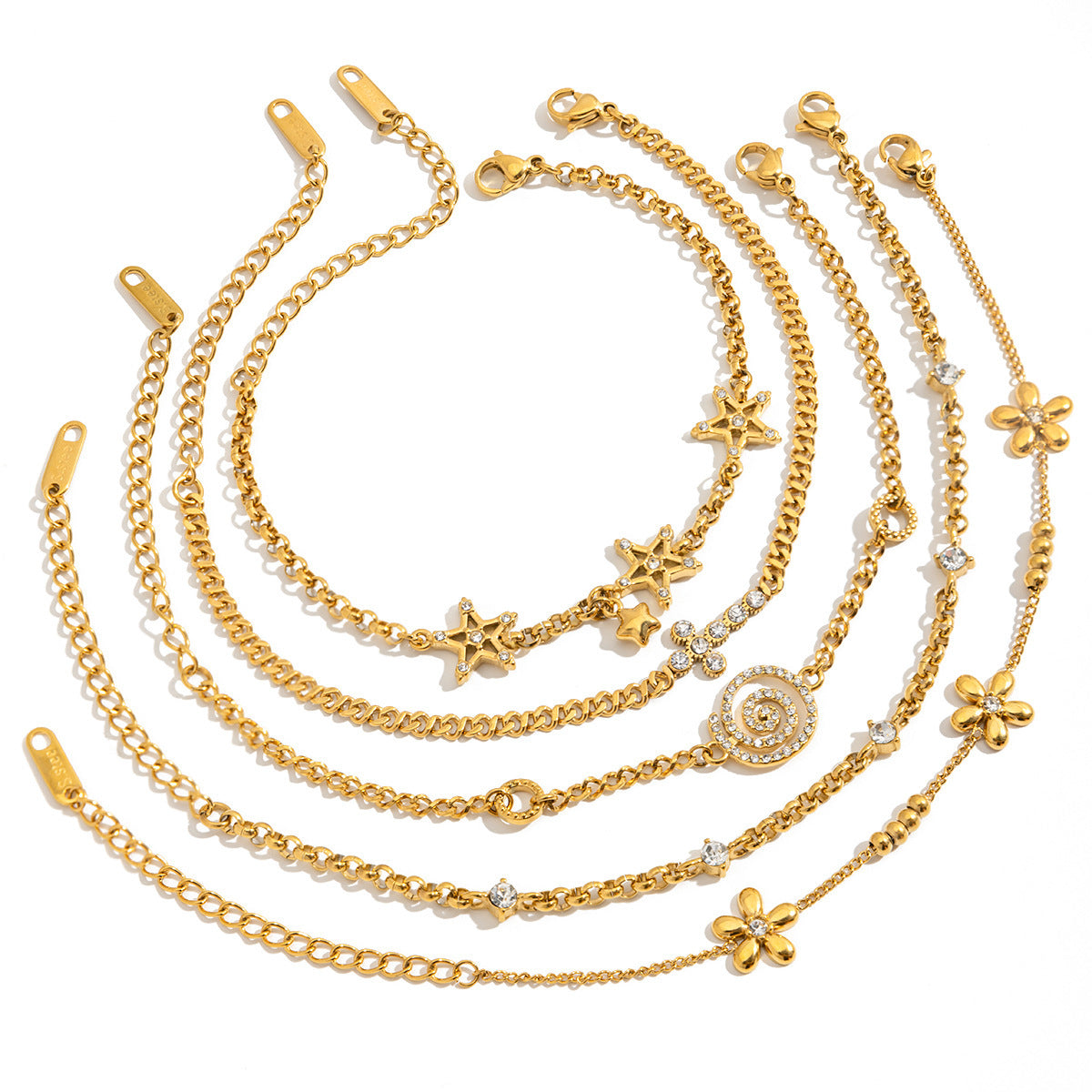 Vintage Style Flowers Bracelet For Women With Titanium Steel Chain, Stainless Steel Electroplated And Zircon Inlay