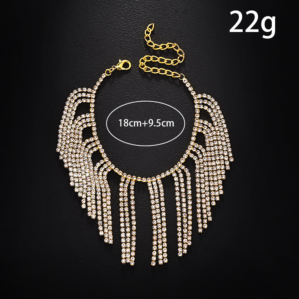 Retro Silver Alloy Tassel Bracelet For Women With Rhinestone Inlay