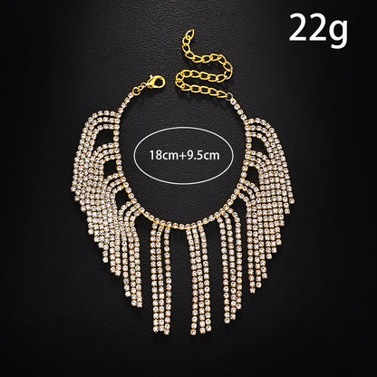 Retro Silver Alloy Tassel Bracelet For Women With Rhinestone Inlay